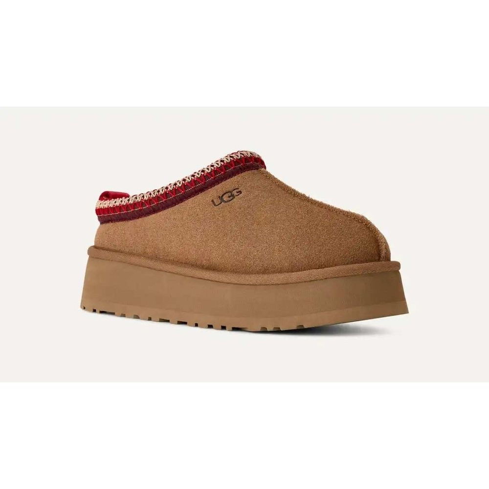 UGG Tazz II Platform Slipper Chestnut Suede Tasman Braid Womens 9